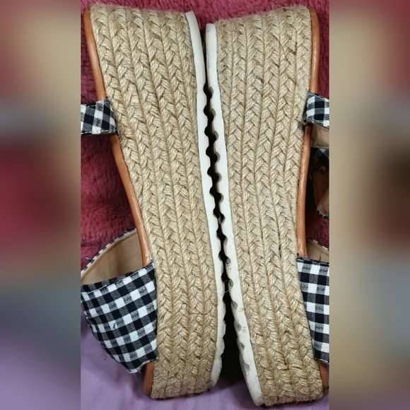 Price cut off-season! NWOT "Emma22" FUN! Gingham check espadrill flat platforms - Picture 7 of 7